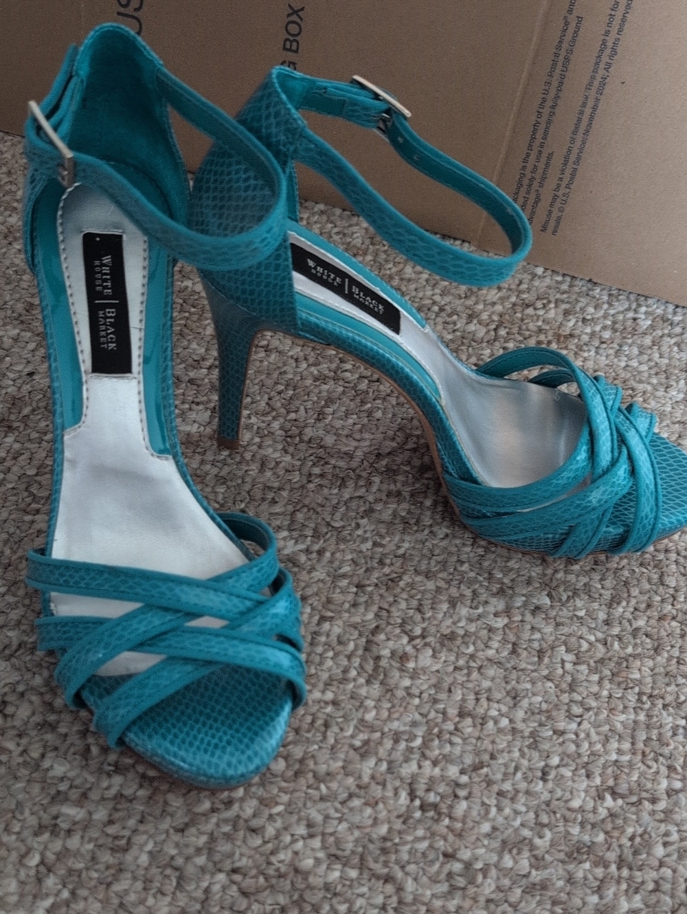 Teal Stiletto Strappy Heel